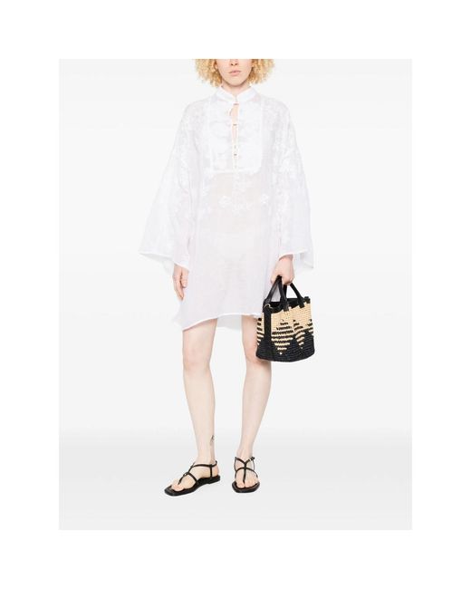 Ermanno Scervino White Dress Linen