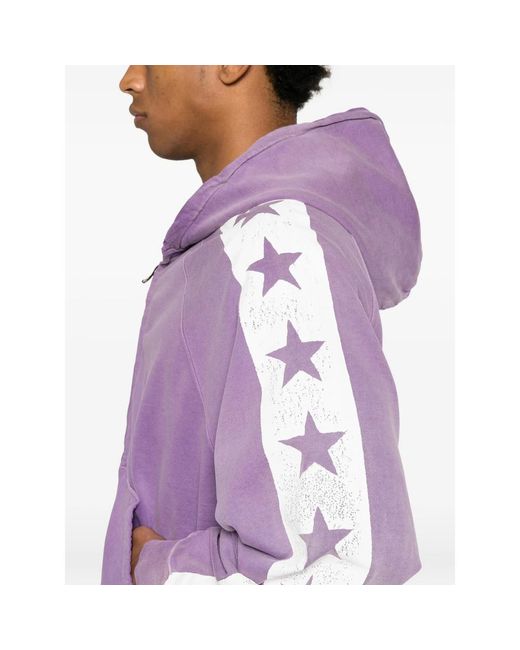 Secnd Slf Purple Star-Print Zip-Up Hoodie for men