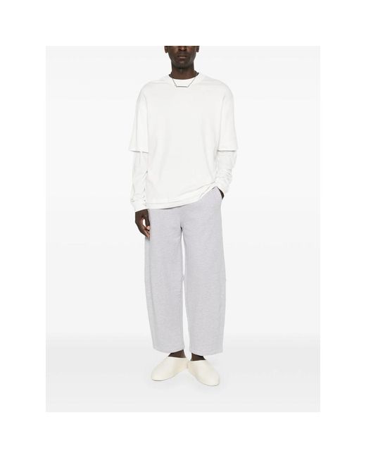 Woc White Layered-Sleeve Crew-Neck T-Shirt for men