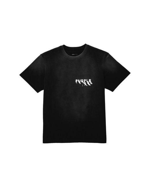 Purple Brand Black Logo-Print Cotton T-Shirt for men