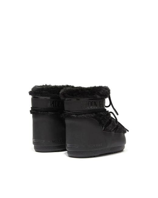 Moon Boot Black Icon Low Faux-Fur Lace-Up Boots for men