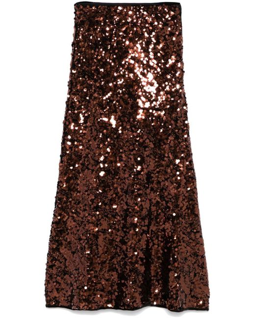 Ganni Brown Sequinned Maxi Skirt