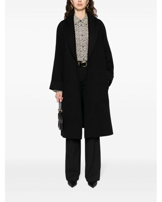 Fendi Black Belted-Waist Virgin-Wool Coat