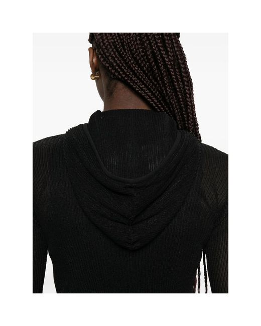 CFCL Black Zip Flared-Cuff Hoodie