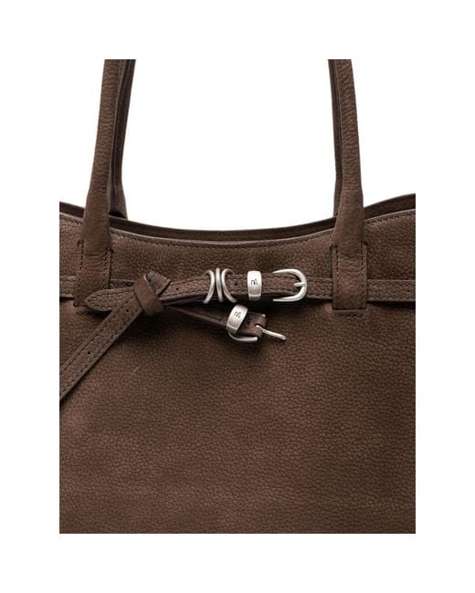 MARGE SHERWOOD Brown Buckle-Detail Suede Tote Bag