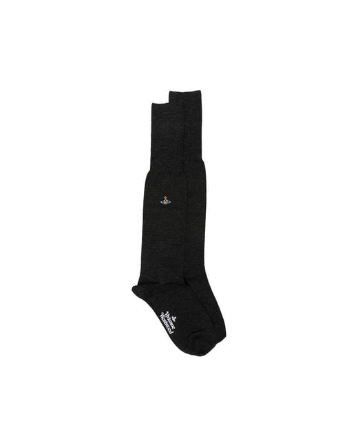 Vivienne Westwood Black Orb-Embroidered Socks for men