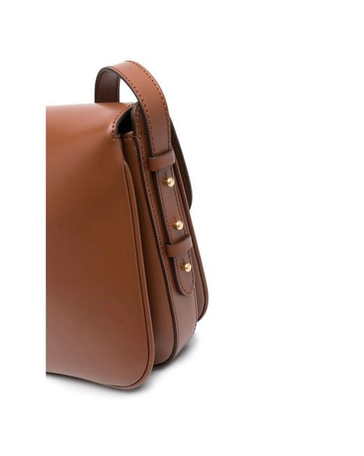 Soeur Brown Leather Shoulder Bag