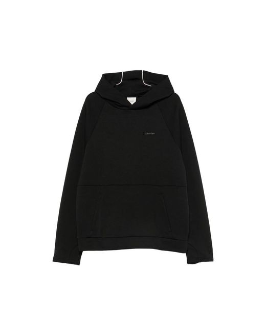 Calvin Klein Black Logo-Print Raglan-Sleeve Hoodie for men