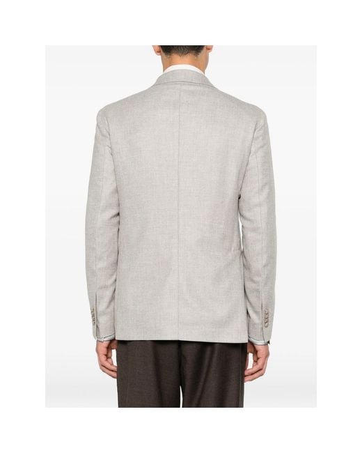 Tagliatore Gray Double-Breasted Buttoned Blazer for men