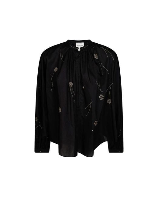 Forte_forte Black Bead-Embroidered Blouse