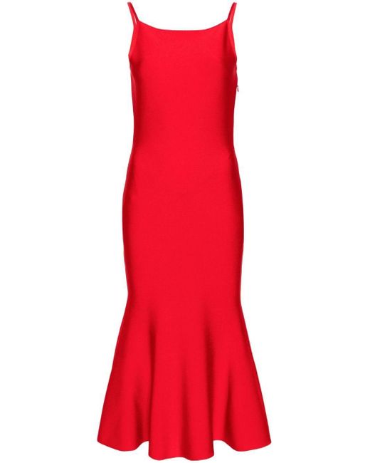 Alexander McQueen Red Square Neck Mermaid Dress - Women's - Polyamide/polyester/elastane/viscose