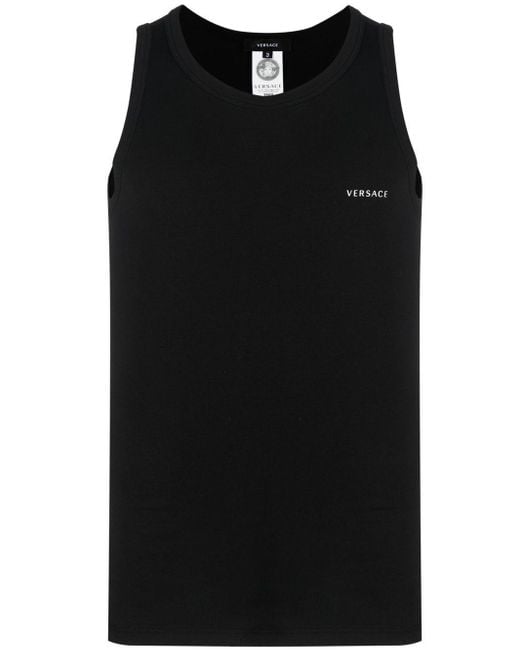 Versace Black Logo-print Sleeveless Vest for men