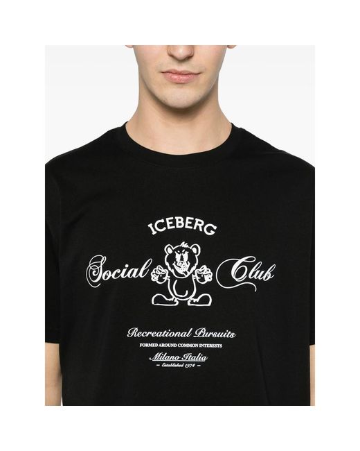 Iceberg Black Social Club Graphic T-Shirt for men