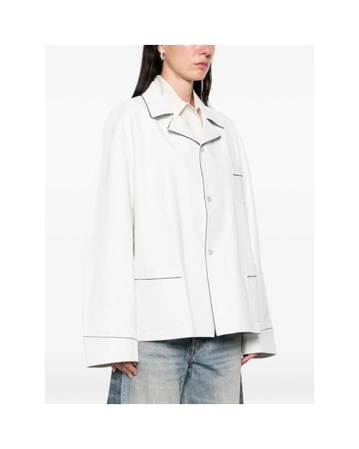 Prada White Piped-Trim Jacket