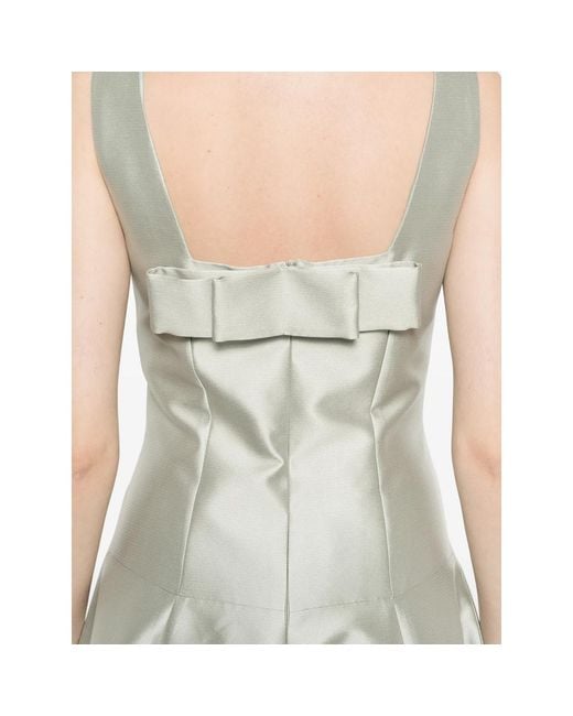 Fely Campo White Square-Neck Midi Dress
