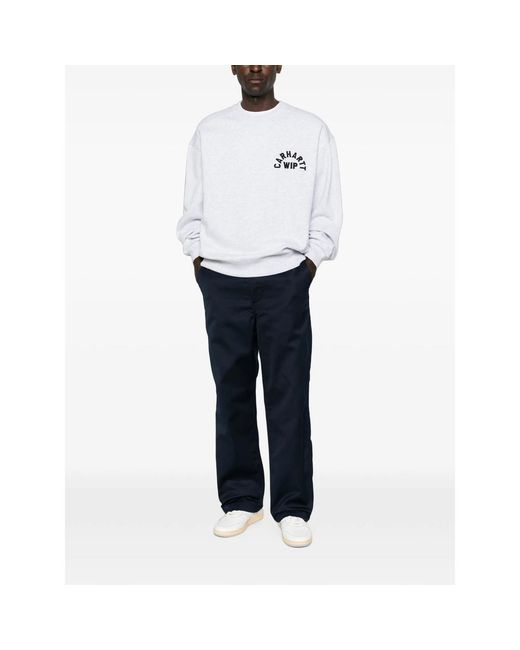 Carhartt Blue Logo-Patch Straight-Leg Trousers for men