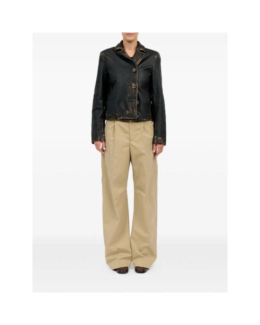 MM6 by Maison Margiela Black Buttoned Leather Jacket