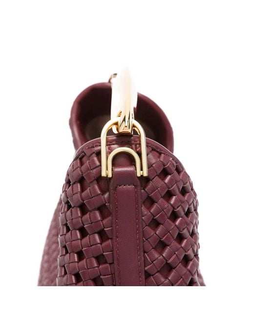 Elleme Purple Boomerang Woven Leather Top-Handle Tote Bag