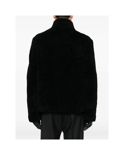 Eraldo Black High-Neck Shearling Jacket for men