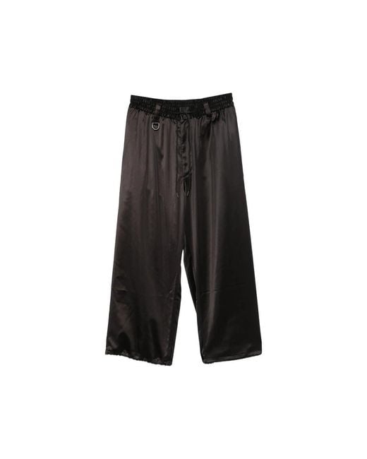 Y-3 Black Drawstring Satin Trousers for men