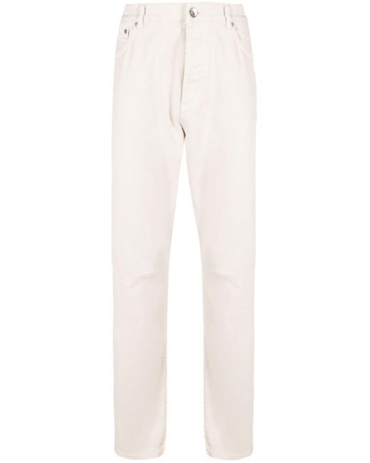 Brunello Cucinelli White Mid-Rise Straight-Leg Jeans for men