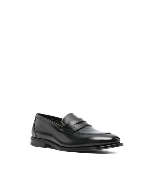 Henderson Black Penny-Strap Stitch-Detail Loafers for men