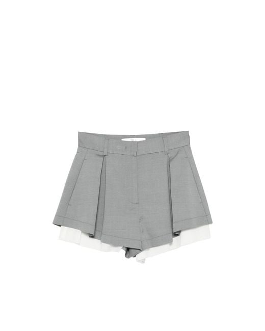 Tela Gray Pleated Layered Shorts