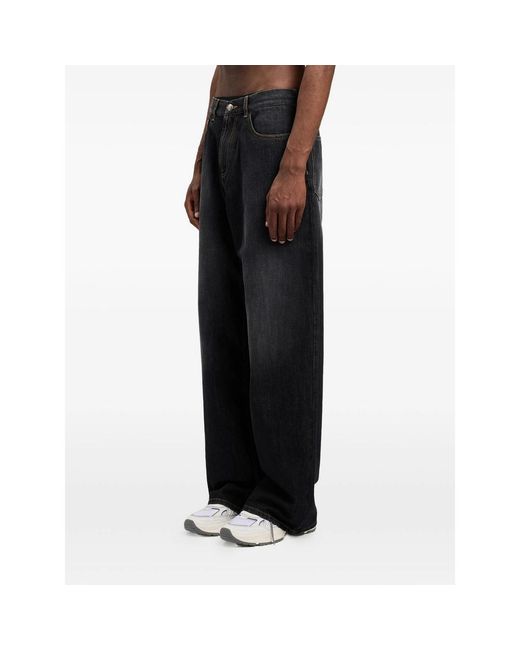 Palm Angels Blue Curved Logo Denim Jeans for men