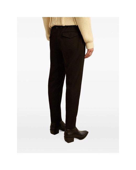 Golden Goose Deluxe Brand Black Logo-Plaque Virgin Wool Trousers for men