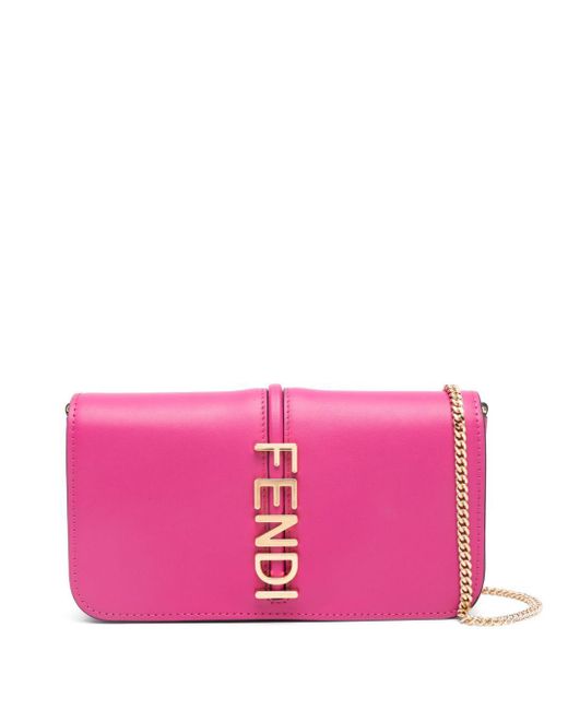 Fendi Pink Logo-Plaque Leather Mini Bag