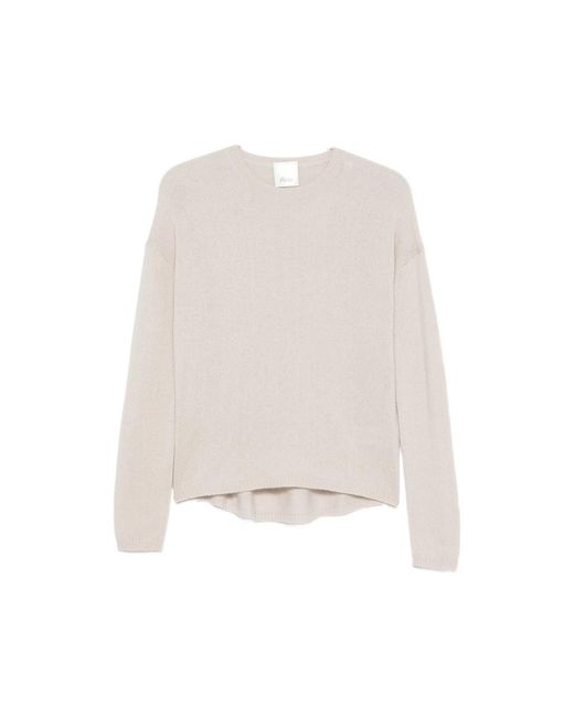 Allude White Ribbed-Knit Drop-Shoulder Cashmere Sweater
