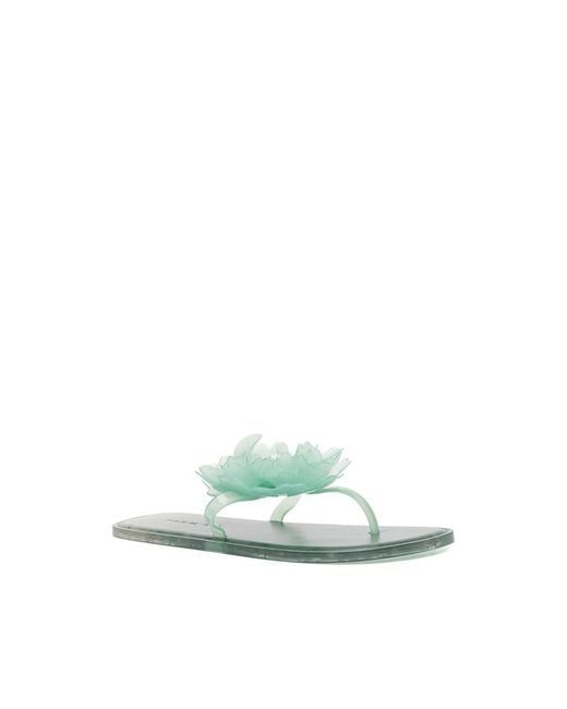 Farm Rio White Floral-Embellished Flip Flops