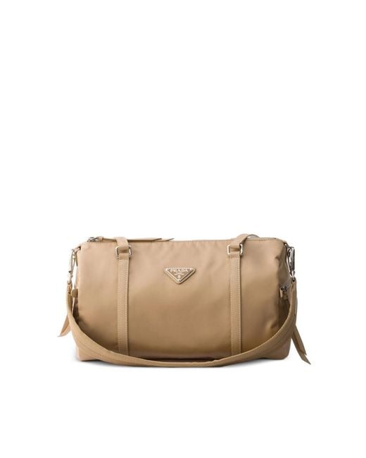 Prada Natural Large Re-Nylon And Saffiano Leather Duffel Bag