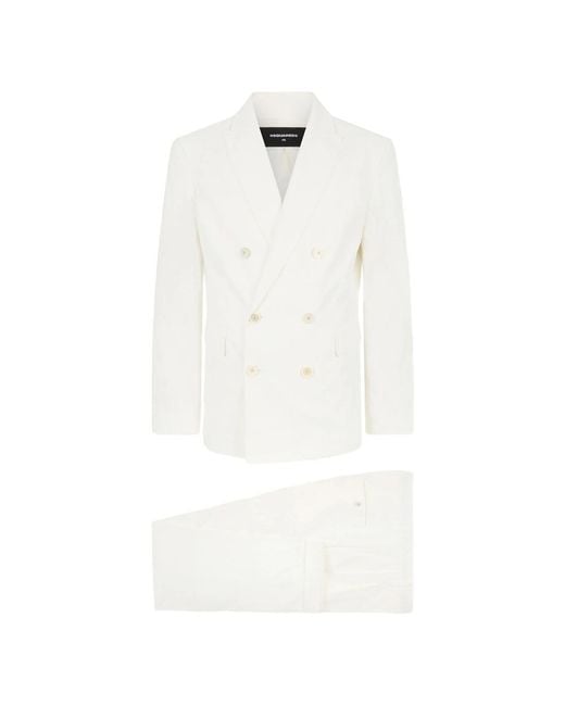 DSquared² White Double Breasted Suits for men