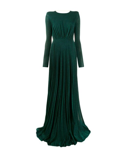Elisabetta Franchi Green Long Metallized Dress