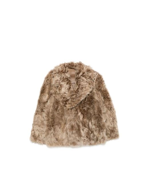Yves Salomon Brown Shearling Double-Breasted Jacket