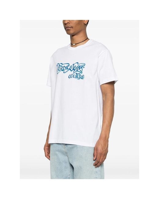 Versace Jeans Couture White Logo-Print T-Shirt for men