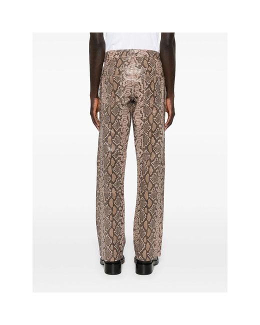 MIDNIGHT RODEO Brown "1968" Snakeskin Print Trousers for men