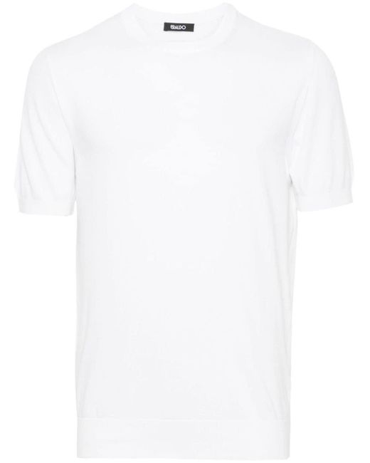 Eraldo White Cotton Knitted T-Shirt for men