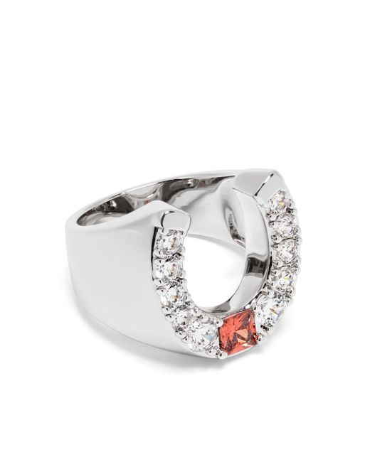 DARKAI Metallic Horseshoe Rhinestone-Embellished Ring for men
