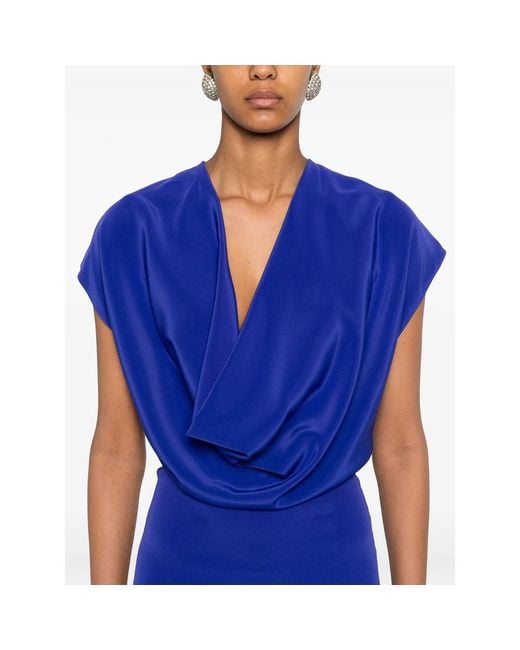 Stephane Rolland Blue Crepe Gown