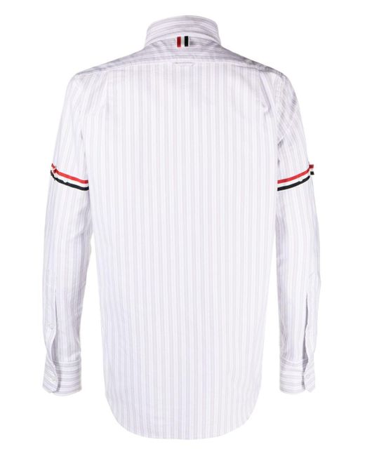 Thom Browne White Striped Oxford Shirt for men