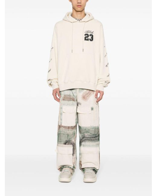 Off-White c/o Virgil Abloh White Off- Embroidered-Logo Cotton Hoodie for men