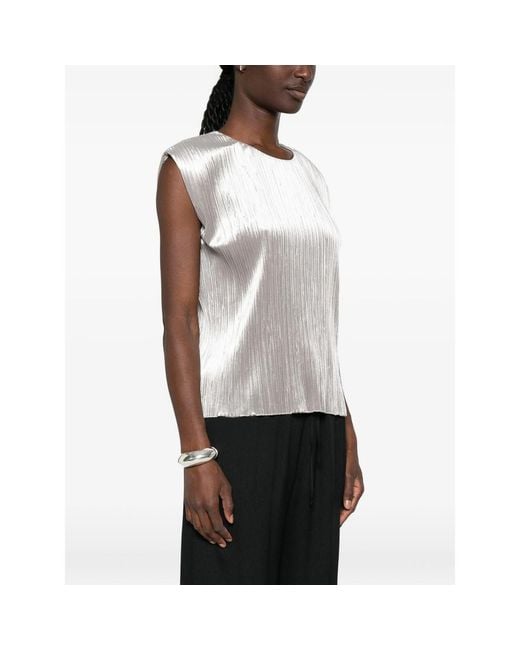 Forte_forte Gray Plissé-Effect Sleeveless Top