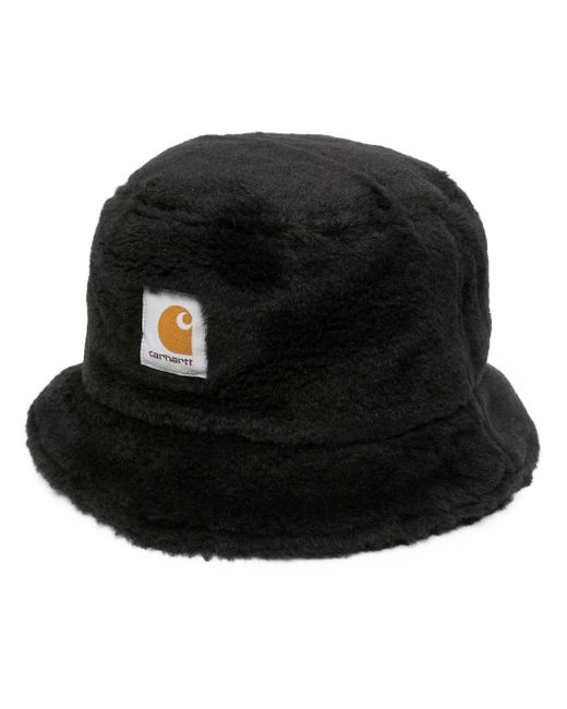 Carhartt Black Plains Logo-Patch Bucket Hat for men