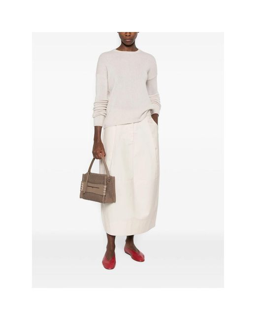Allude White Ribbed-Knit Drop-Shoulder Cashmere Sweater