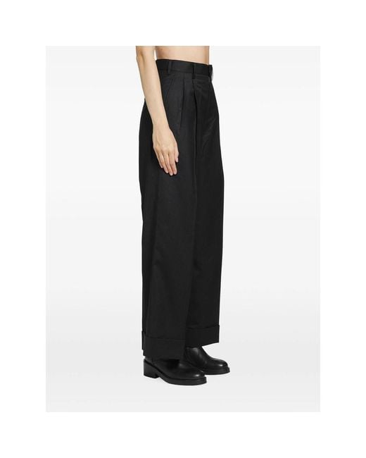 Junya Watanabe Black Pleated Pinstriped Trousers