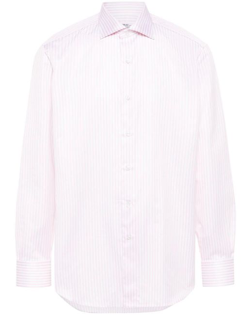 Fray White Striped Cotton Shirt for men