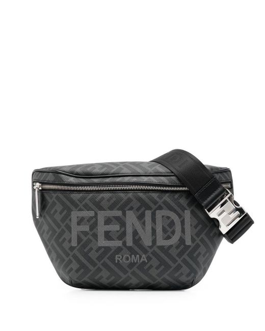 Fendi Gray Logo-print Belt Bag for men