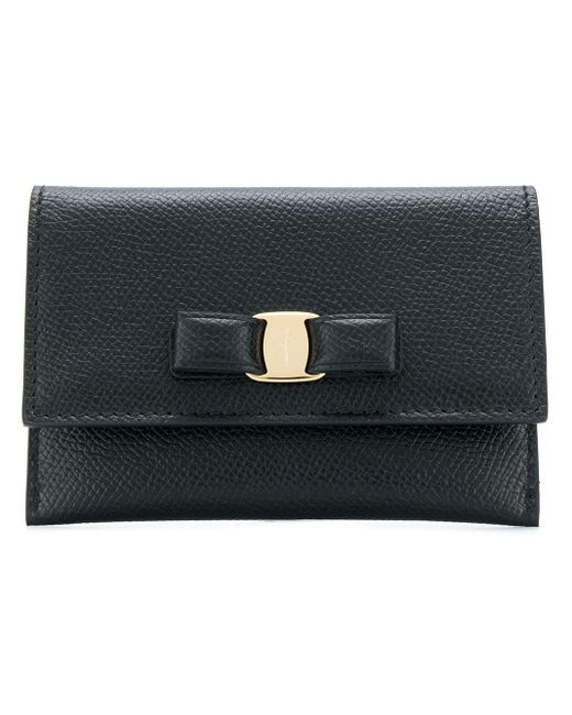 Ferragamo Black Vara Bow-Detail Leather Wallet